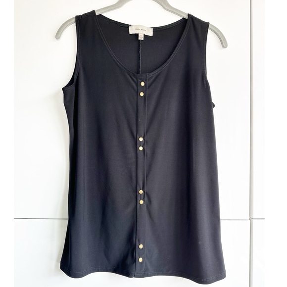 Dianna Belle 2 Tank Tops Gold Buttons Navy Black Size Small Sleeveless Blouse - Picture 4 of 6